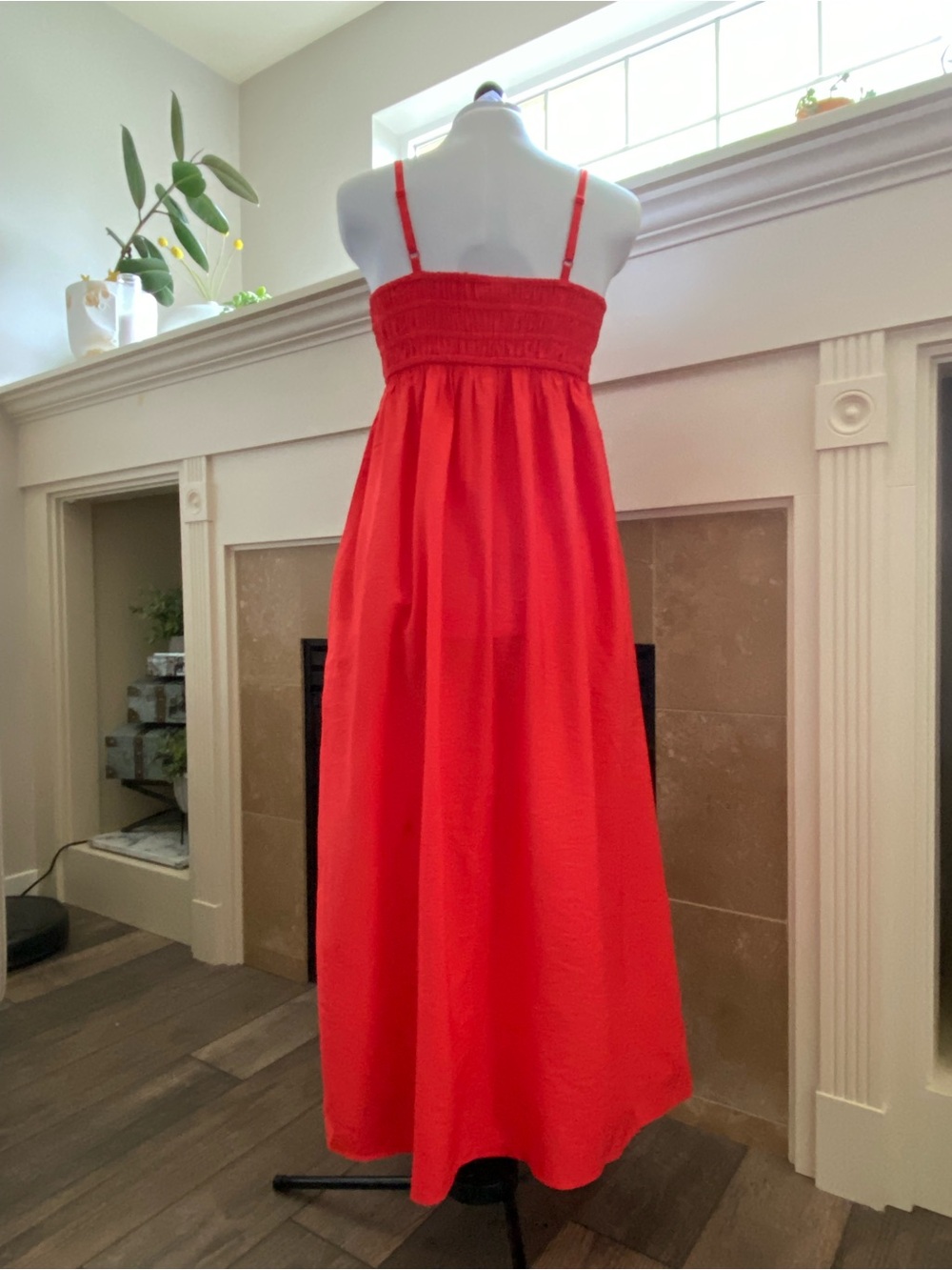 NWOT A new day Red Smocked Empire Waist Maxi Dress - Picture 2 of 3